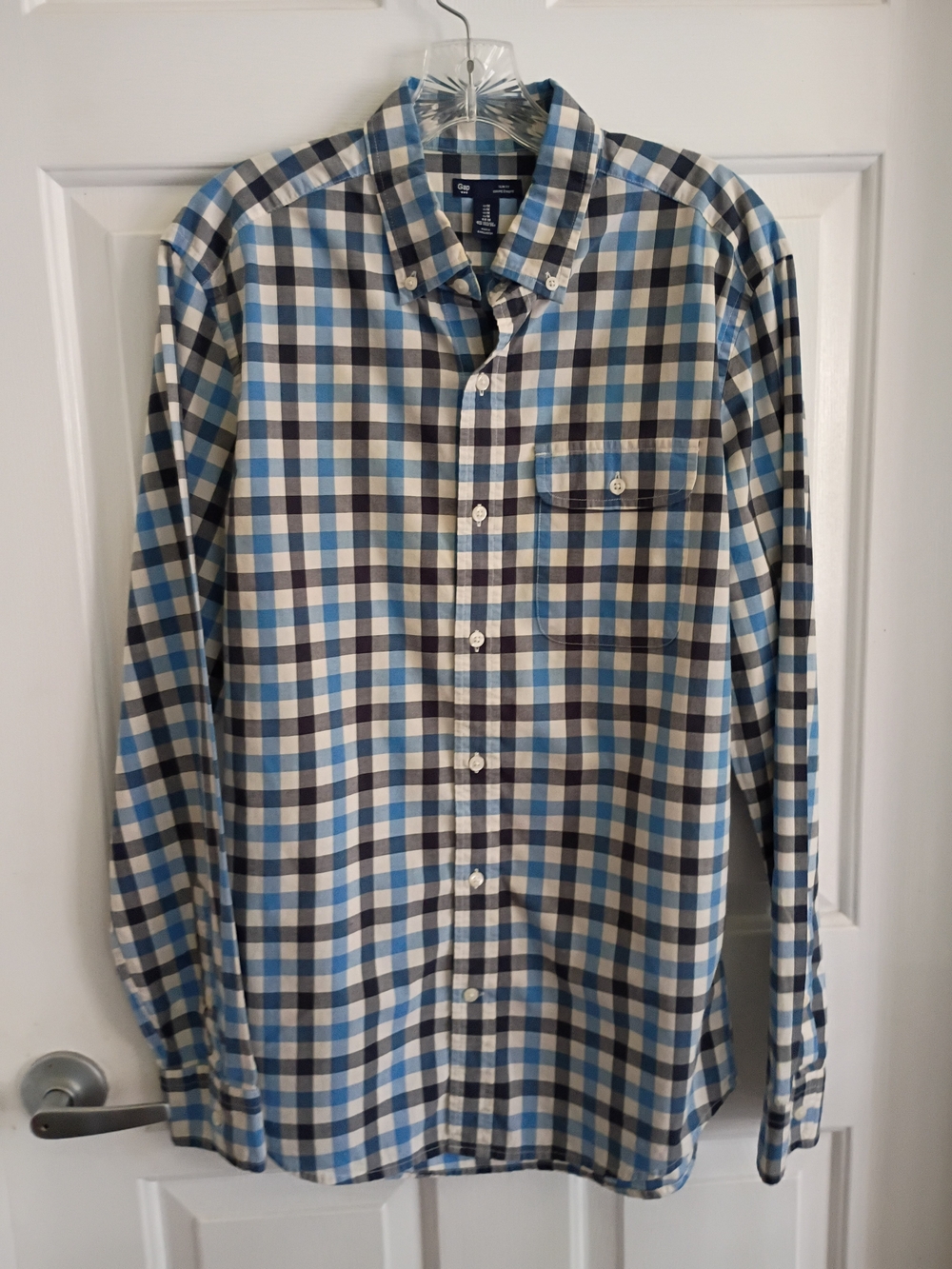 Gap Men's Blue Plaid Button-Down Shirt